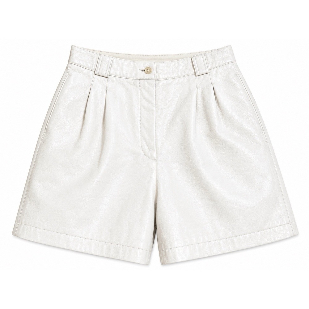 Vintage Vakko Leather Shorts 8 White High Waist Mom 90s Quiet Luxury USA